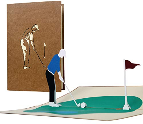 H15 Golf Grußkarte, 3D Geburtstagskarte für Golfer, Golf Geschenk für Männer, Pop Up Golf Karte zum Ruhestand, Rente Geldgeschenk, Golf Gutschein, Gutschein für den Golfurlaub