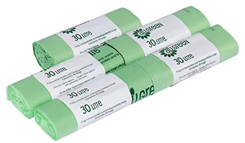 30 Litre x 50 Compostable Bags for Kerbside Bin - EN13432 Kitchen/Outdoor Bin Liners