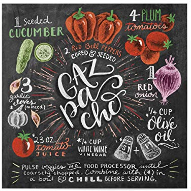 artboxONE Poster 20x20 cm Typografie Gazpacho Recipe hochwertiger Design Kunstdruck - Bild Gazpacho Essen Essen