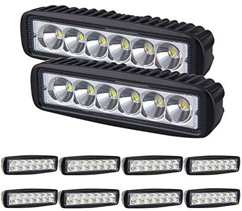 SKYWORLD Arbeitsscheinwerfer, 10 Stück 18W 6 Zoll LED Zusatzscheinwerfer Auto Scheinwerfer Offroad 6000K Weiß IP67 Wasserdicht Arbeitslicht 12V 24V für 4x4 SUV UTV ATV Arbeitslampe Traktor Bagger