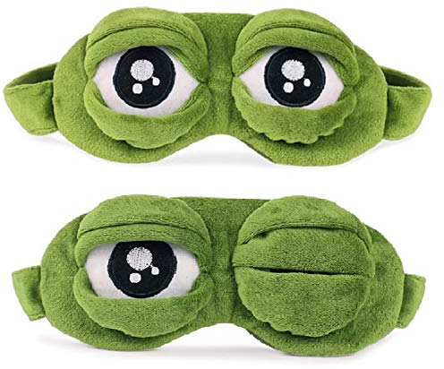 Hemuu 2 STÜCKE Schlafmasken/Sleep Masks, lustige kreative Augenmaske Nachtmaske, weiche und hautfreundliche 3D Reiseschlafmaske mit Gummiband, Frosch Maske Schlafen Reisen für Kinder und Erwachsene