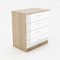 ELEGANT Bedroom chest of drawers Modern High Gloss Wardrobe and Cabinet Furniture Set Bedroom 2 Doors Wardrobe with Mirror and 3 Drawer Chest and Bedside Cabinet (White/Oak, Drawer Chest)