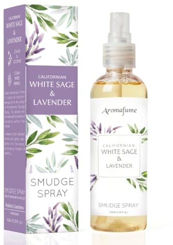White Sage & Lavender Smudge Spray & Natural Mist by Aromafume | 100 ml / 3.3oz | Salvia Apiana & Lavender Extracts | Deepens Relaxation, Induces positivity | Non-alcoholic, non-toxic & vegan