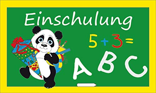 flaggenmeer® Flagge Einschulung mit Panda 80 g/m² ca. 90 x 150 cm