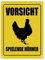 Vorsicht spielende Hühner Metallschild mit Huhn Motiv Hühner Hahn Henne Achtung