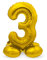 Folat 64703 - Folienballon Zahl 3 - Gold mit Basis ca. 81 cm