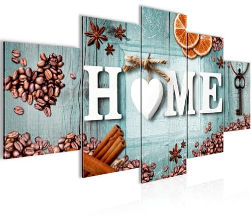 Runa Art Bild Esszimmer Küchenbilder Home Küche 5 Teilig Küchenbilder Blau Orange Wandbilder auf Vlies Leinwand 033953b