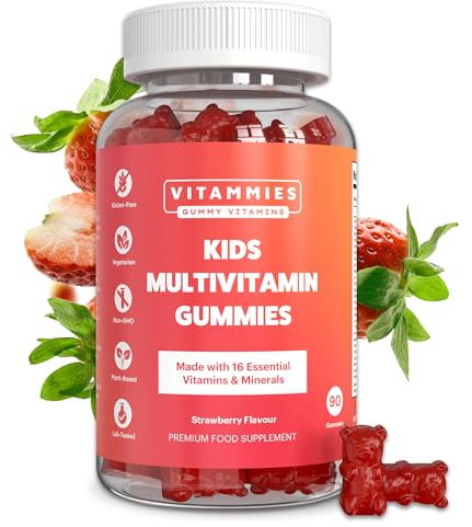 Vitammies Vegan Kids Vitamins | Kids Multivitamin Gummies | 4 Month Supply | 16 Essential Nutrients | Vitamin C, A, D3, B2, B6, B12, E, K, Biotin, Iodine, Zinc & More | Non-GMO | Chewable | GMP