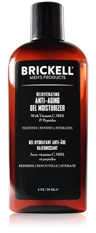Brickell Men's Rejuvenating Anti-Aging Gel Moisturizer For Men, Natural and Organic, Fast Absorbing Moisturizer Reduces Fine Lines and Wrinkles (Scented, 4 oz)