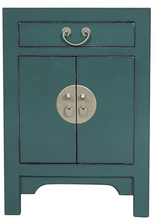 Fine Asianliving Chinesischer Nachttisch Kieferngrün - Orientique Kollektion B42xT35xH60cm Chinesischer Schrank Chinesische Nachtkommode China Orientalische Möbel Chinesische Beistelltisch