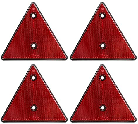 Qiping 4 Pack Anhänger Rückstrahler Dreieck mit E-Prüfzeichen, Rot Dreieckige Reflektor fur PKW, LKW, Traktor, Wohnmobil, Pferdeanhänger