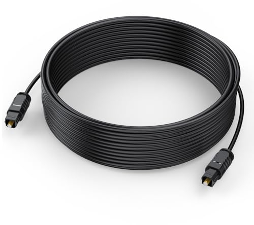 Optical Audio Cable 25 feet, Digital Audio Optical Cable Ultra-Thin Cord, Toslink SPDIF Fiber Optic Cable Compatible with TV Sound Bar Home Theater PS4 Xbox Samsung Vizio