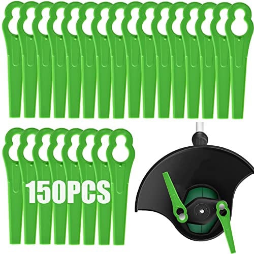 Acehome 150 Pcs Plastic Grass Trimmer Blades, Cordless Strimmer Blades 83 mm Lawn Mower Cutting Blades Garden Mower Replacement Blades for Ryobi VonHaus Grass Strimmer-Green