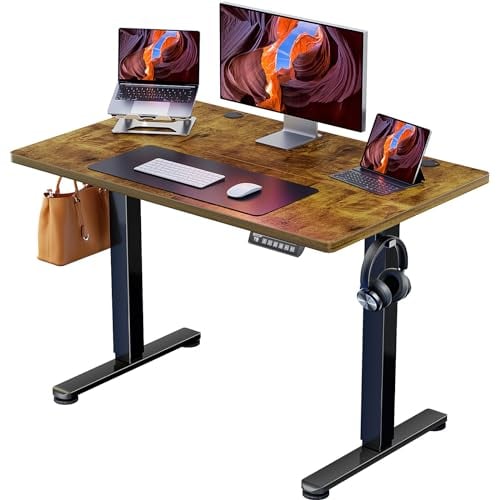ErGear Electric Standing Desk Height Adjustable 100 x 60cm, Sit Stand Desk with 4 Memory Smart Pannel for Home Office with Splice Board