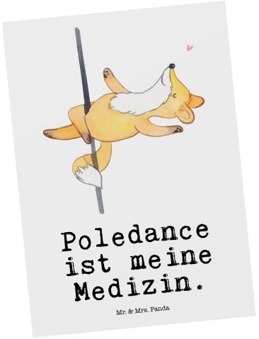 Mr. & Mrs. Panda Postkarte Fuchs Poledance - Geschenk, Tanz, Ansichtskarten, Tanzen, Pole Dance, Postkarten, Fotokarte, Grußkarte, bildkarte