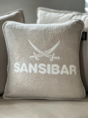 Sansibar Jacquard Kissenhülle Doubleface, wärmend und flauschig-weich, Dekokissen aus Baumwollgemisch, 50x50 cm (Taupe)