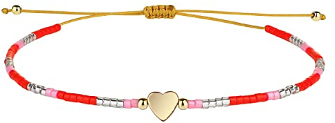 KELITCH Bracelets En Perles En Forme De Cœur Bracelets En Perles Miyuki Couleurés Bracelets En Perles À Breloques Ajustement Bracelets En Perles Pour Femmes Bijoux