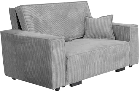 Mirjan24 Sofa Viva Star Cord II mit Schlaffunktion, 2 Sitzer Polstersofa mit Bettkasten inkl. Kissen, Schlafsofa, Bettsofa, Wohnlandschaft, Farbauswahl, Sofagarnitur (Poso 110)