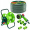 VERTO Irrigazione da giardino completa: carrello tubolare, tubo da giardino 1/2 x 50 m, doccetta 8 funzioni, 3 connettori per tubo, tappo dell'acqua, connettore rubinetto (doccetta 8 funzioni, 1/2 x
