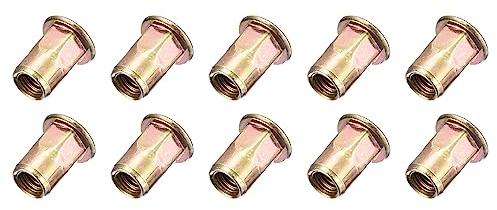 QUARKZMAN M6x15mm Remache Tuerca x 30uds Medio Hexagonal Plano Cabeza para Coche y Muebles, [Bronce Tono]