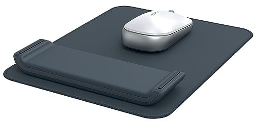 LEITZ Ergo - Tapis de Souris avec Repose-Poignet Ajustable, 2 Hauteurs au Choix, Gamme Ergo, Coloris Gris Foncé / Blanc, 65170089