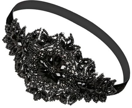 FOMIYES Strass-Flapper-Stirnband Fascinator Für Damen Flapper-Kopfschmuck-Zubehör Für Party (Schwarz)