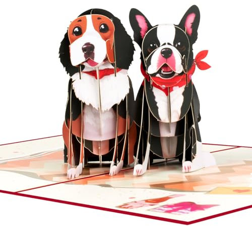 CNLITIHEKA Hund Pop Up Karte Valentine Karten Happy Anniversary Grußkarte 3D Pop Up Geburtstagskarte Hochzeitskarte Thinking of You Karte für Sie & Ihn mit Umschlag und Blanko-Notiz.