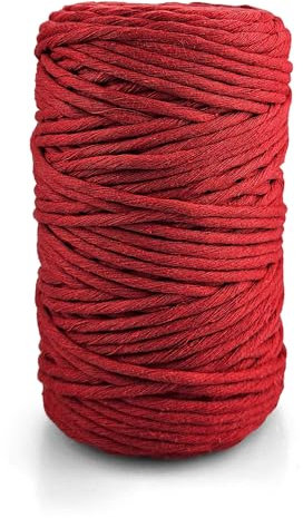 Netuno 1x Makramee Garn Rot 5 mm 100 m gedreht Baumwolle Kordel Textilgarn Kordelband Naturgarn Dekoschnur Makrameeschnur Baumwollschnur Seil