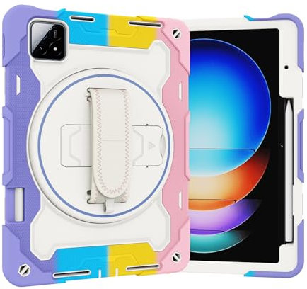 nincyee Funda para tablet Xiaomi Pad 6S Pro de 12.4 pulgadas, funda de silicona resistente a prueba de golpes con soporte para lápices, correa para el hombro, soporte plegable giratorio, correa de
