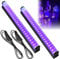 2 Stück Schwarzlicht LED Strip, 10W 28cm T8 USB Schwarzlichtlampe, Schwarzlicht Röhre mit Schalter, Tragbare UV LED Schwarzlicht Lamp für Disco, Halloween, Club, Glow Party, Bühnenbeleuchtung