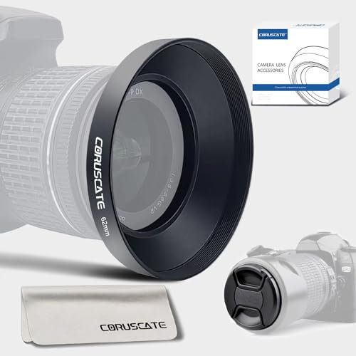 62mm Paraluce grandangolari,Per obiettivi grandangolari,compatibile con tutti gli 62mm obiettivi della fotocamera +1pcs 62mm Copriobiettivo+1pcs panno per la pulizia delle lenti