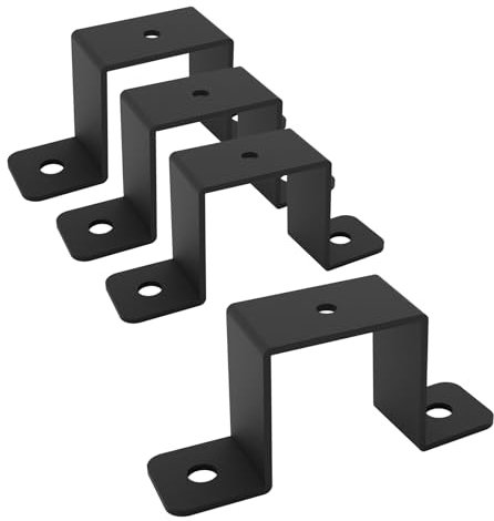 Wpbhk4 Pcs Square Tube Strap Clamp, Strap Post Ties, Black Deck Fence Post Tie Bracket, Square Tube Buckle, U-Shaped Pipe Clamp Bracket