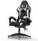 bigzzia Gaming Stuhl Gaming Chair-Ergonomischer PC Stuhl, 90-135° Rückenlehne PC Stuhl mit Kopfstütze Lendenstütze, Gamer Sessel für Jugendliche und Erwachsene (ohne LED, schwarz-weiß)