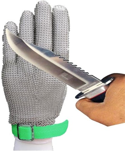 ARHEORMUH Factory Cut Anti Knife Mandolin Gloves, Adjustable Nylon Wristband Anti Slip Safety Work Gloves(/M)