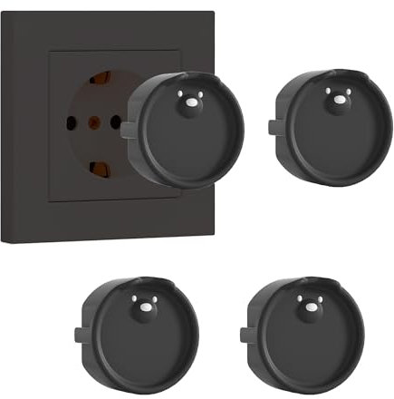 LLMtn 4 enchufes tipo F, tapa decorativa de silicona, cubierta protectora contra el polvo, cubiertas decorativas para enchufes, cubiertas de protección contra el polvo (4 piezas negro)