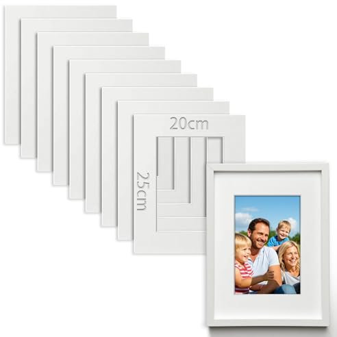 TXXATX 10 Stück Passepartout 20x25 cm Außenmaße Innengröße 12x17 cm Passpartout 1,5 mm Stark Passpartu Passepartout Kaufen Passepartout Karton Weiß für Fotos Bilder Kunstdrucken