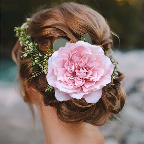 Boho Strand Hochzeit Haarspangen Blume Große Haarnadel Bräute Brosche Rosa Party Rose Haarschmuck Haarteile Für Frauen