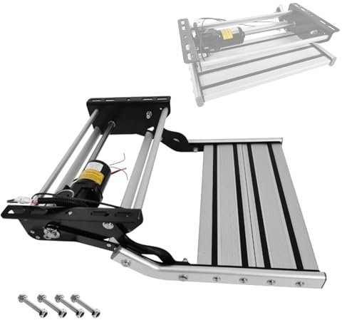 WANGCEPLSD Gradino Camper Elettrico, Gradino Camper a Scomparsa, Portata Fino a 200 kg, Motore con Grado di Impermeabilità IP67, Antiscivolo, 12 V, Pieghevole Regolabile
