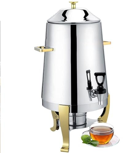 Coffee Hot Water Dispenser Heating Alcohol Tea Dispenser Hot Drink Dispenser Mulled Wine Kettle Juice Bucket Stainless Steel Coffee Pot, for Office, Parties, Cafe, Picnics Etc/Gold