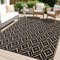 Homaxy Waterproof Outdoor Rug 180 x 270 cm, UV Resistant Reversible Plastic Straw Garden Rug, Portable Easy Cleaning Carpet for Patio, Camping, Balcony, Picnic, Black & Beige