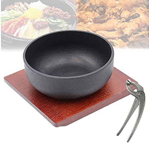 Ciotola in ghisa spessa con vassoio, clip per stoviglie a induzione per cucina e sala da pranzo, perfetta per una cucina autentica