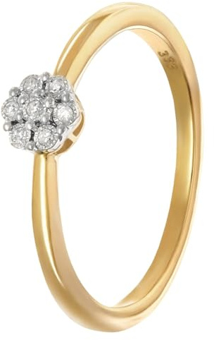GLIZZ Diamantring für Damen Gold 333/8K traumhaftes Schmuckstück für Frauen, zauberhaftes Accessoire GL8710-52 Ringgröße 52/16,6