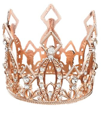 Gold Crown Cake Topper, Princess Cake Toppers, Crown for Cake, 2 Pack Rose Gold Tiara Decorations for Birthday Wedding Cakes, 6.5cm Diameter