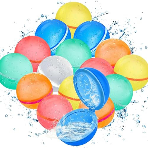 Funnity Wasserbomben Selbstschließend, 16 Stück Wiederverwendbare Wasserbomben, Eine Sekunde Schnellfüller Magnetische Wasserbomben, Strandspielzeug Pool spielzeug für Sommer Draussen