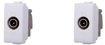 Elektronova Prise TV et Sat passant connecteur mâle compatible Bticino Matix couleur blanche - Lot de 2