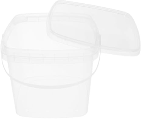 Beatifufu Plastic Barrel Bucket Handle Lid Food Storage Containers Portable Water Paint Plastic Container for Food Garage Organizar Gallon Jug Wash Bin Milk Jug Transparent Pp