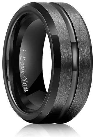 King Will Ehering aus Wolframcarbid 6mm 8mm – Herren und Damen Ring, Schwarz Gold Blau Grau, mit Rille, kratzfest, ideal für Arbeit und Fitnessstudio, bequeme Passform, stilvoll und robust