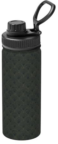 Woshuwo Bouteille d'eau de sport à motif japonais antique - 532 ml - Bouteille d'eau isotherme en acier inoxydable - Anti-fuite - Bouteille chaude et froide - Tasse de voyage pour la randonnée à vélo