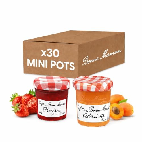 COLIS 30 Confitures Bonne Maman 30g – Fraise & Abricot (Assortiment Portions Individuelles)