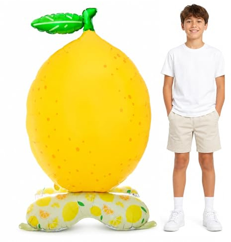 ALEGRE® Folienballon Zitronen Deko Stehend, XXL 3D Zitrone Deko Luftballons Geburtstag, 156x98cm Zitronendeko Luftballon, Deko Zitrone Ballons für Hawaii Party Deko, Sommerparty, Kindergeburtstag Deko